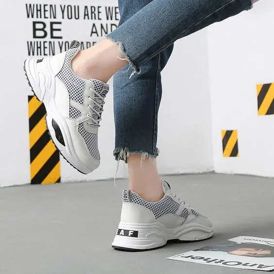 White Breathable Mesh Sneaker Shoes