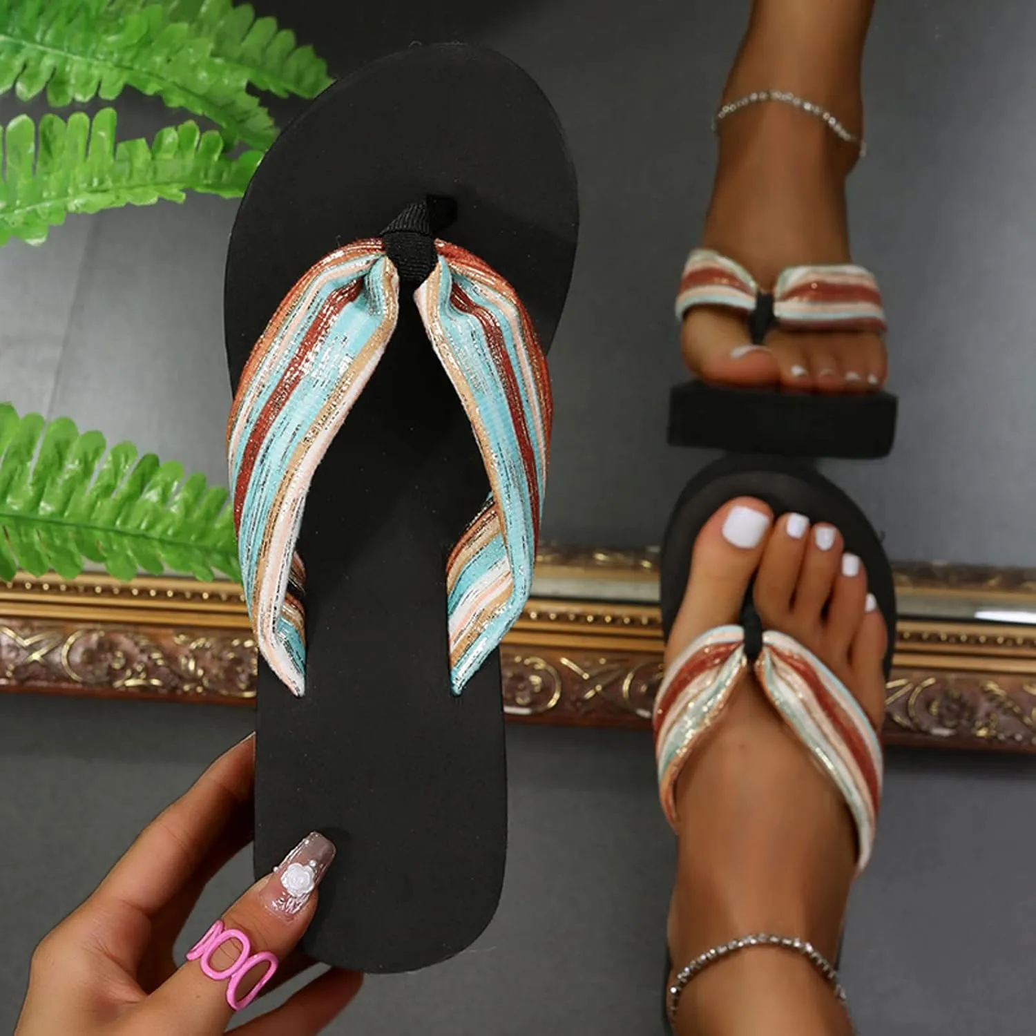 Women's Arch Support Flip Flops Comfortable Casual Summer Beach Thong Sandals Cushion Flip Flops for Women