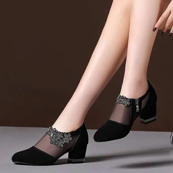 Women'S Chunky Mesh High Heels 13746162