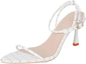 Womens Low Kitten Heels Sandals Pointed Open Toe High Heel Sandals Ankle Strap Stiletto Heels for Party Wedding