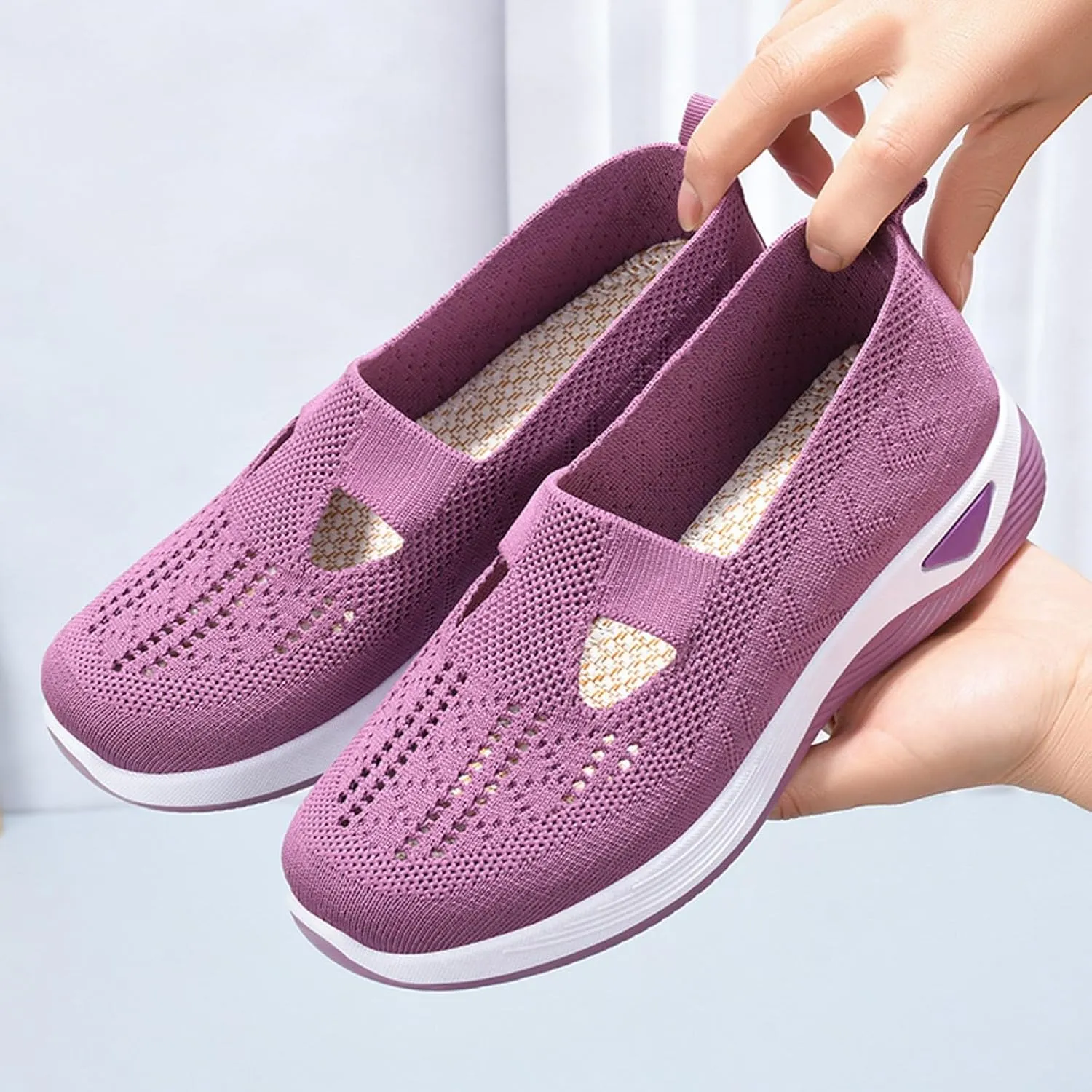 Womens Orthopedic Comfortable Walking Shoes Slip On Sneakers with Arch Support Casual Loafers Plantar Fasciitis Relief Foot Heel Pain Diabetic