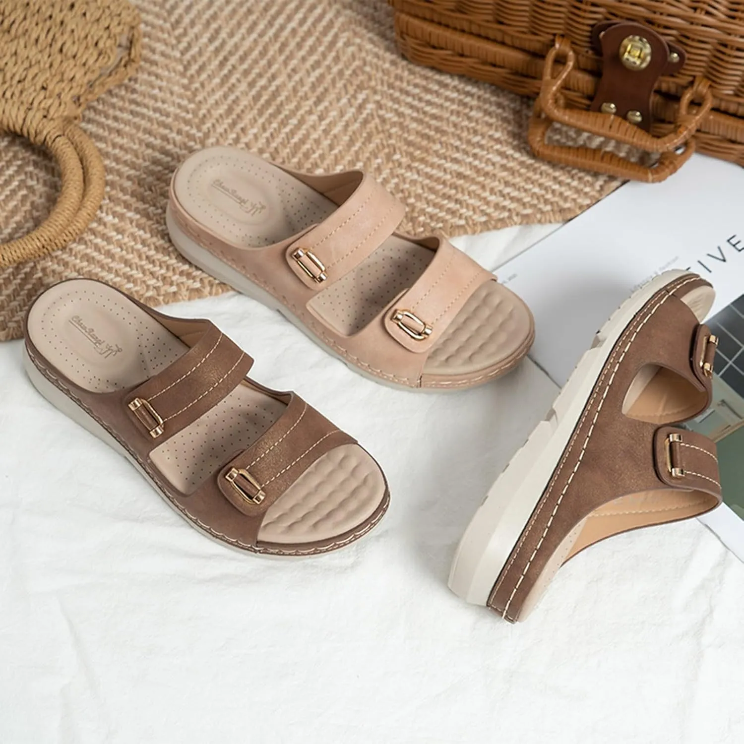 Women's Temperament Platform Sandals Summer Beach Walking Cushion Sandals Walking Sandals Party Sandals