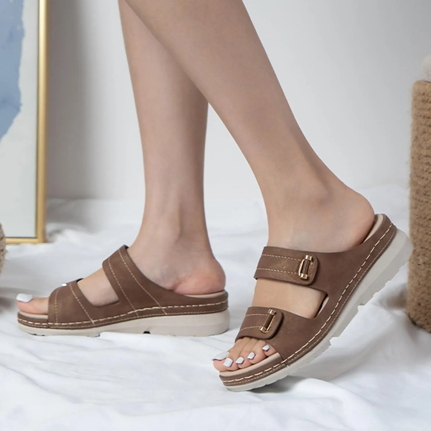 Women's Temperament Platform Sandals Summer Beach Walking Cushion Sandals Walking Sandals Party Sandals