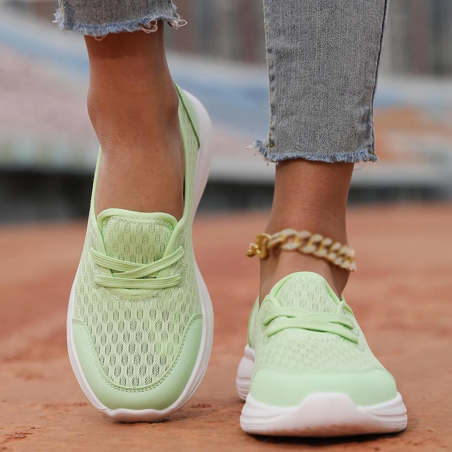 Womens Walking Shoes Tennis Lightweight Gym Sneakers Slip On Low Cut Workout Trainer Sport Breathable Mesh Running Shoes Comfortable Fashion Sneakers for Outdoor