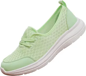 Womens Walking Shoes Tennis Lightweight Gym Sneakers Slip On Low Cut Workout Trainer Sport Breathable Mesh Running Shoes Comfortable Fashion Sneakers for Outdoor