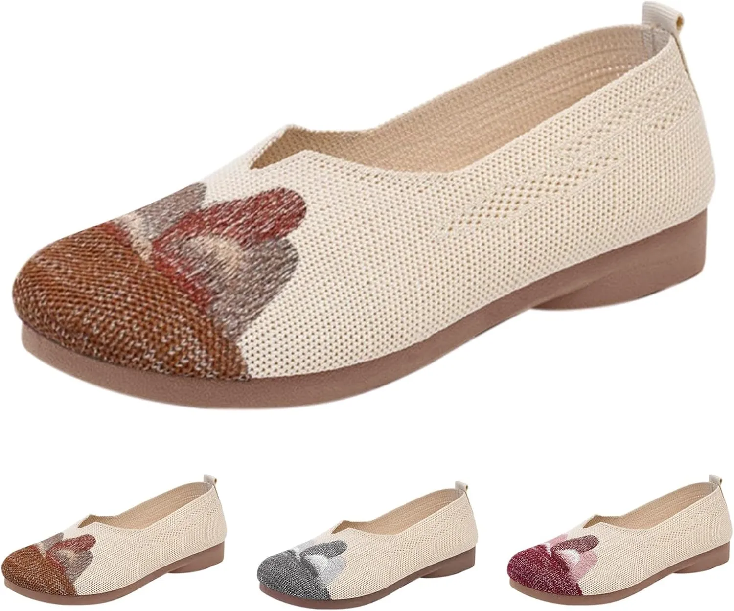 Women's Woven Orthopedic Breathable Soft Shoes Go Walking Slip on Walking Shoes Wide Width Slip in Sneakers Arch Support