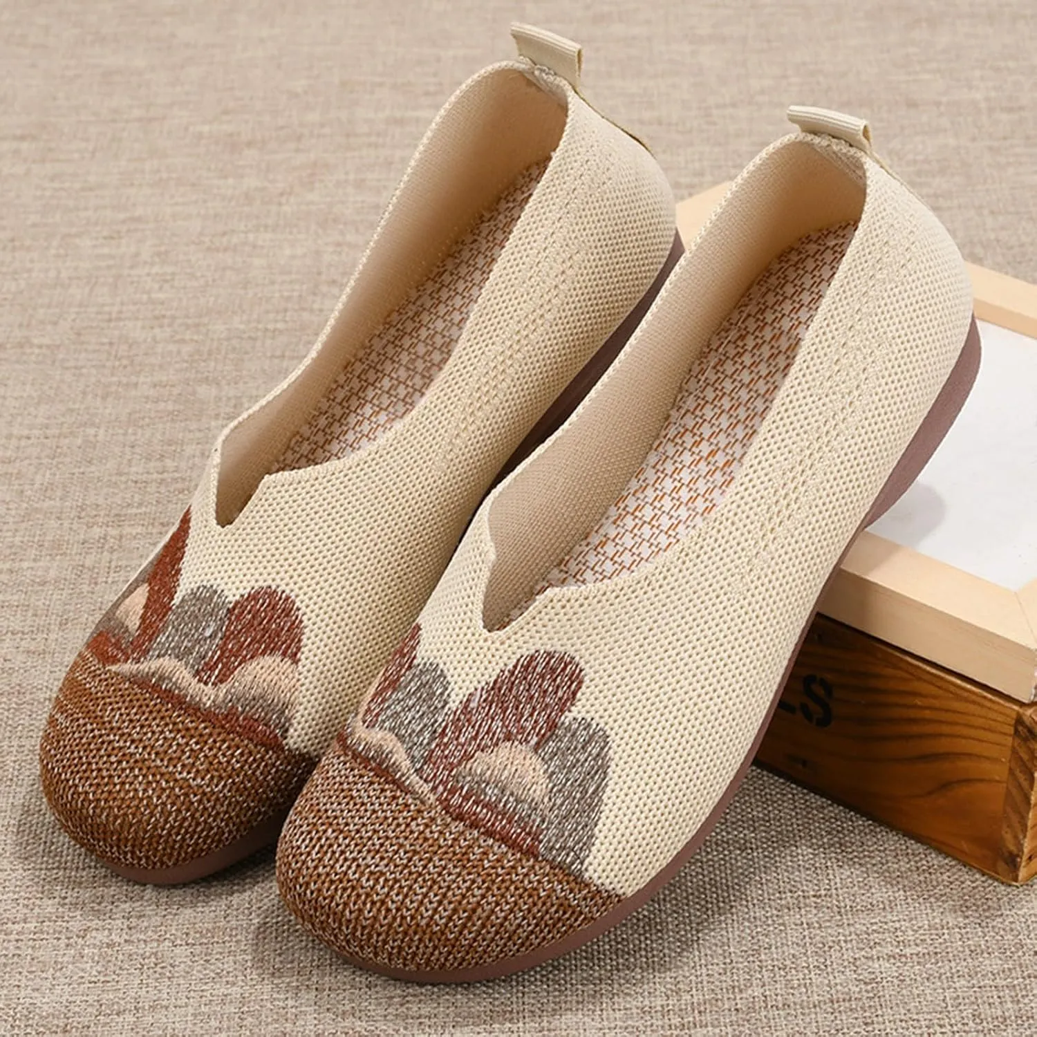 Women's Woven Orthopedic Breathable Soft Shoes Go Walking Slip on Walking Shoes Wide Width Slip in Sneakers Arch Support