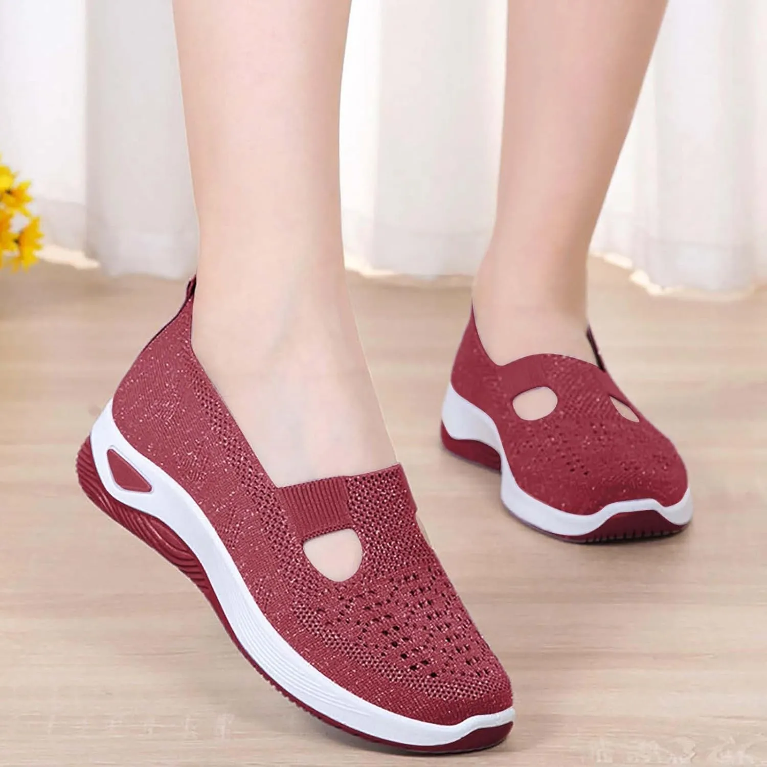 Women's Woven Orthopedic Breathable Soft Shoes Tennis Shoes Womens Comfortable Women Casual Shoes Walking Sneakers White Tennis Shoe Loafers Casual Slip On